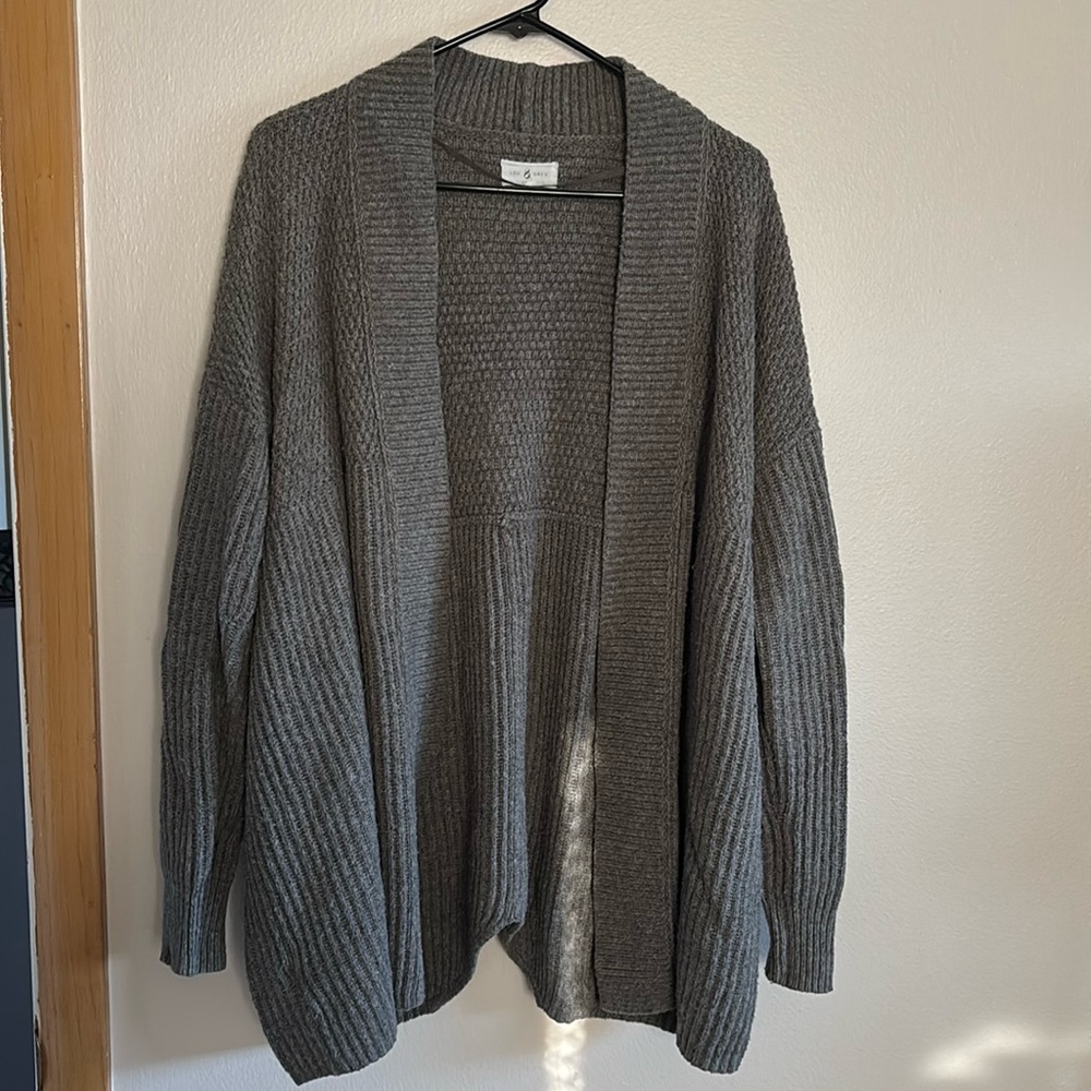 Lou & Grey Gray Ribbed Cardigan